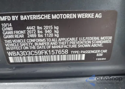 2015 BMW 328D from USA, damaged, VIN WBA3D3C59FK157658